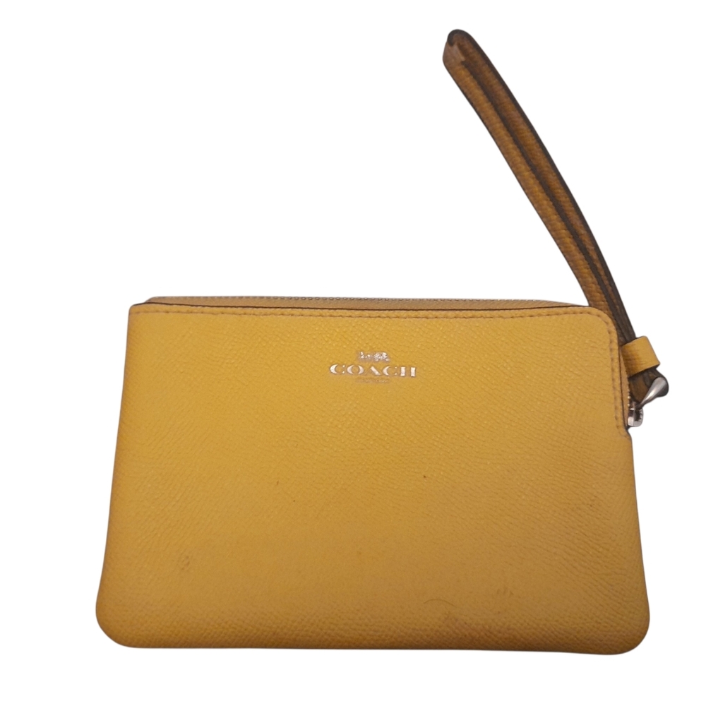 Coach Leather Yellow Wristlet Clutch